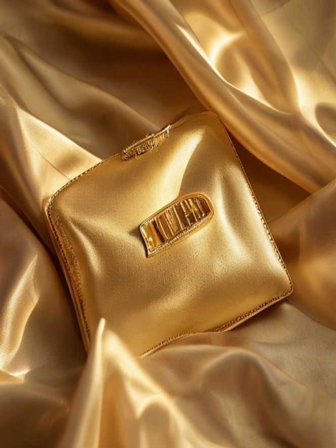 The Saira Clutch — champagne leather evening clutch