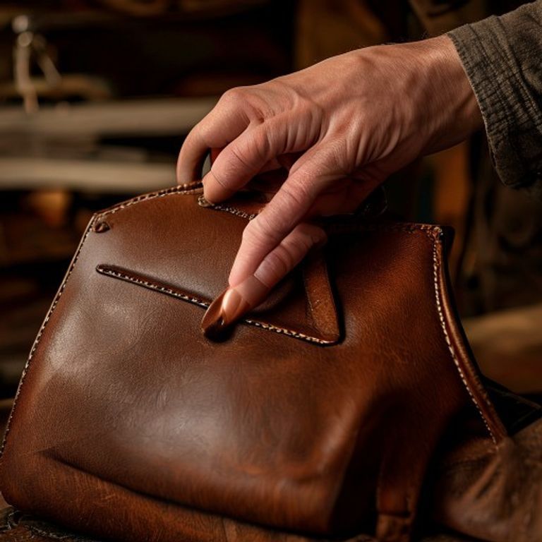 Hands burnishing the leather edge